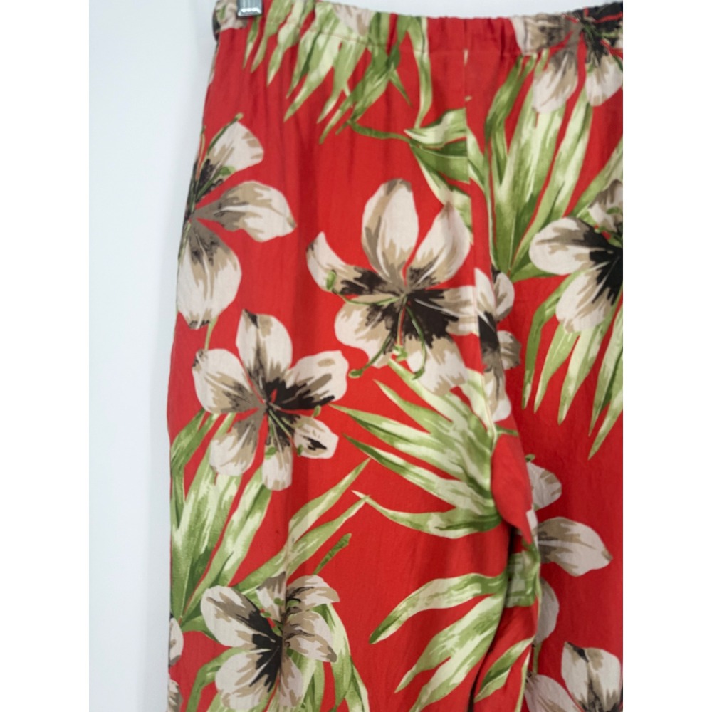 Valerie Stevens Womens Silk Cropped Pants Medium Tropical Resort Summer Beach - Picture 8 of 15
